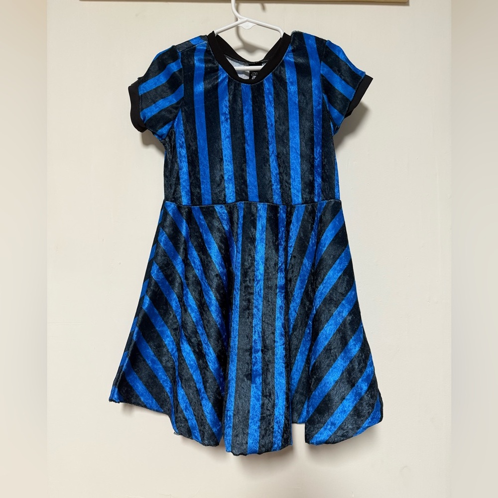 Baby Teith, Ladytron Blue and Black Striped Dress, size 7